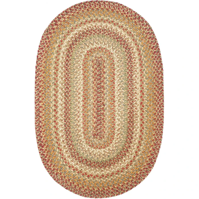 Homespice Decor Jute Braided Harvest Beige, Tan 501073 20 in. X 30 in. Oval Rug