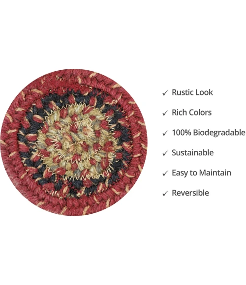 Homespice Decor Jute Braided Accessories Highland Multi 240013PS 4 in. Set of 6 Round Rug