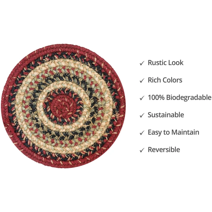 Homespice Decor Jute Braided Accessories Highland Multi 240029PS 8 in. Set of 3 Round Rug
