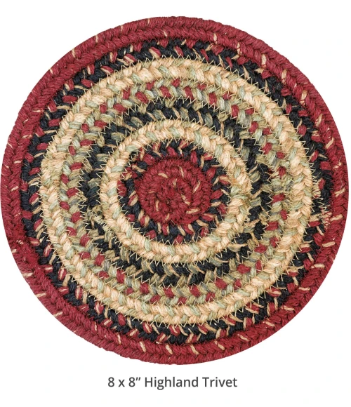 Homespice Decor Jute Braided Accessories Highland Multi 240029PS 8 in. Set of 3 Round Rug