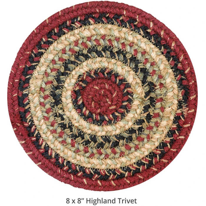 Homespice Decor Jute Braided Accessories Highland Multi 240029PS 8 in. Set of 3 Round Rug