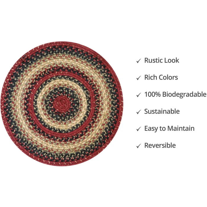 Homespice Decor Jute Braided Accessories Highland Multi 240045PS 15 in. Set of 2 Round Rug