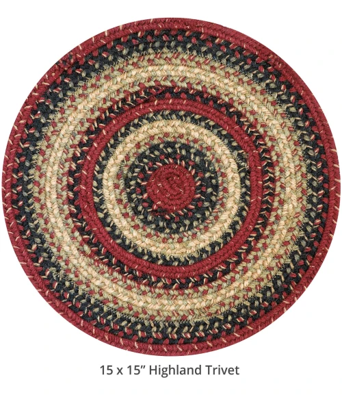 Homespice Decor Jute Braided Accessories Highland Multi 240045PS 15 in. Set of 2 Round Rug