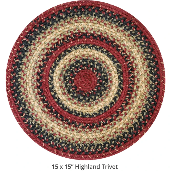 Homespice Decor Jute Braided Accessories Highland Multi 240045PS 15 in. Set of 2 Round Rug