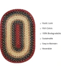 Homespice Decor Jute Braided Accessories Highland Multi 240061PS 13 in. X 19 in. Set of 4 Oval Rug