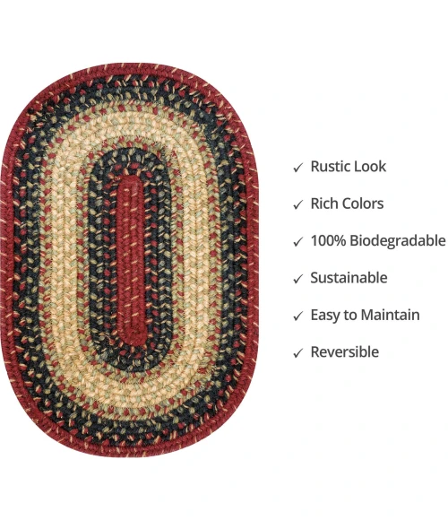 Homespice Decor Jute Braided Accessories Highland Multi 240061PS 13 in. X 19 in. Set of 4 Oval Rug
