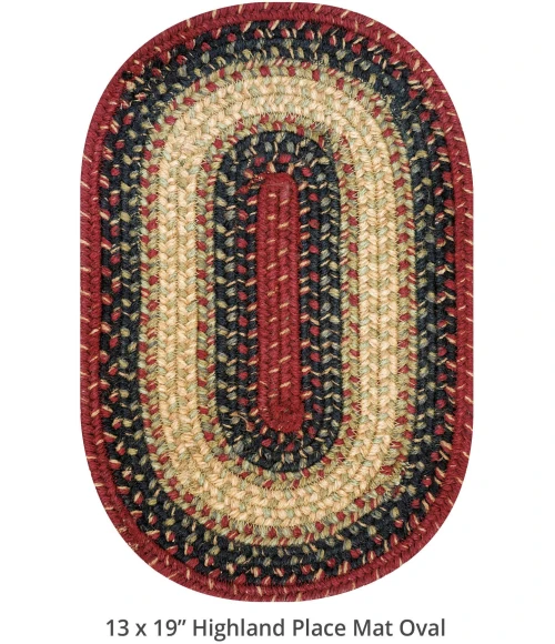 Homespice Decor Jute Braided Accessories Highland Multi 240061PS 13 in. X 19 in. Set of 4 Oval Rug