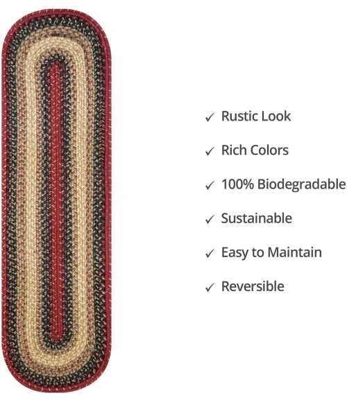 Homespice Decor Jute Braided Accessories Highland Multi 240105PS 8 in. X 28 in. Set of 2 Oval Rug