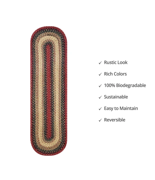 Homespice Decor Jute Braided Accessories Highland Multi 571793 11 in. X 36 in. Oval Rug