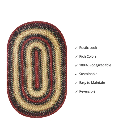 Homespice Decor Jute Braided Highland Multi 501790 20 in. X 30 in. Oval Rug
