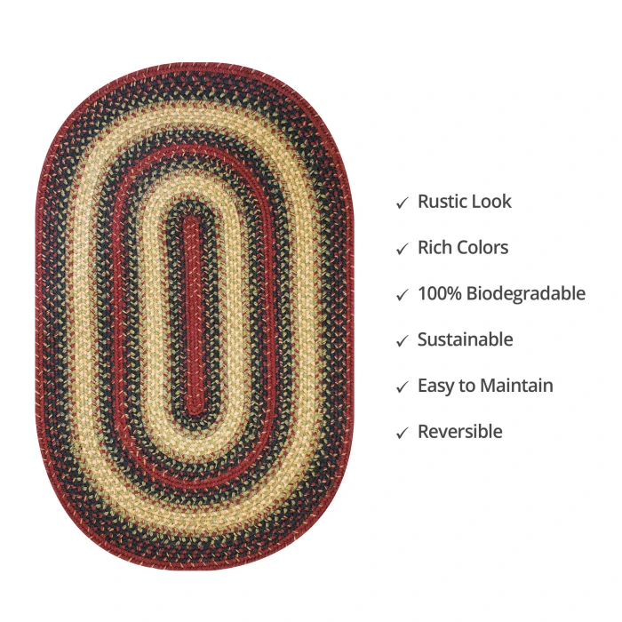 Homespice Decor Jute Braided Highland Multi 502797 27 in. X 45 in. Oval Rug