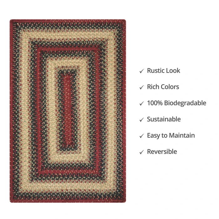 Homespice Decor Jute Braided Highland Multi 511799 20 in. X 30 in. Rect Rug