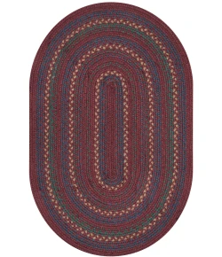 Homespice Decor Jute Braided Rug Burgundy & Navy Blue Jamestown 27in. x 45in. Oval Rug