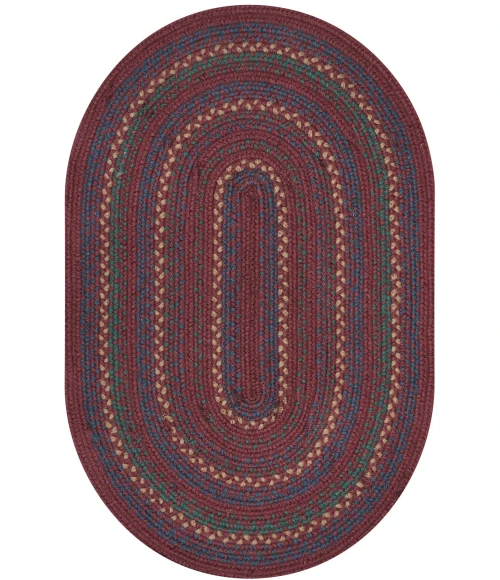 Homespice Decor Jute Braided Rug Burgundy & Navy Blue Jamestown 27in. x 45in. Oval Rug