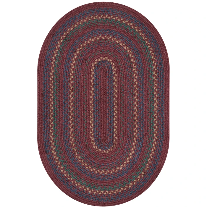 Homespice Decor Jute Braided Rug Burgundy & Navy Blue Jamestown 8ft. x 10ft. Oval Rug