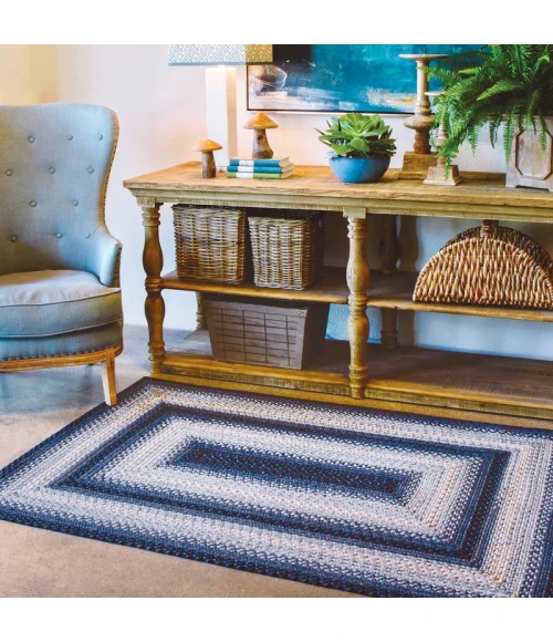 Homespice Decor Ultra Durable Braided Juniper Blue 313225 4 ft. X 6 ft. Rect Rug