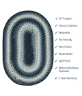 Homespice Decor Ultra Durable Braided Juniper Blue 321220 20 in. X 30 in. Oval Rug