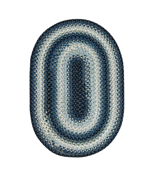 Homespice Decor Ultra Durable Braided Juniper Blue 300225 27 in. X 45 in. Oval Rug