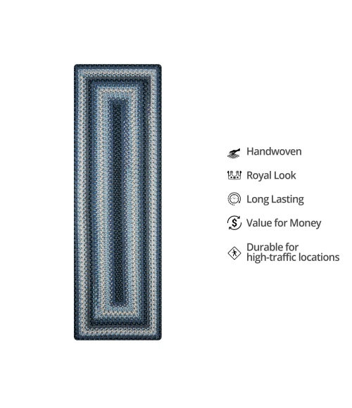 Homespice Decor Ultra Durable Braided Juniper Blue 329226 22 in. X 72 in. Rect Rug