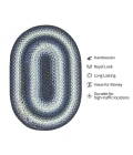 Homespice Decor Ultra Durable Braided Juniper Blue 305220 6 ft. X 9 ft. Oval Rug