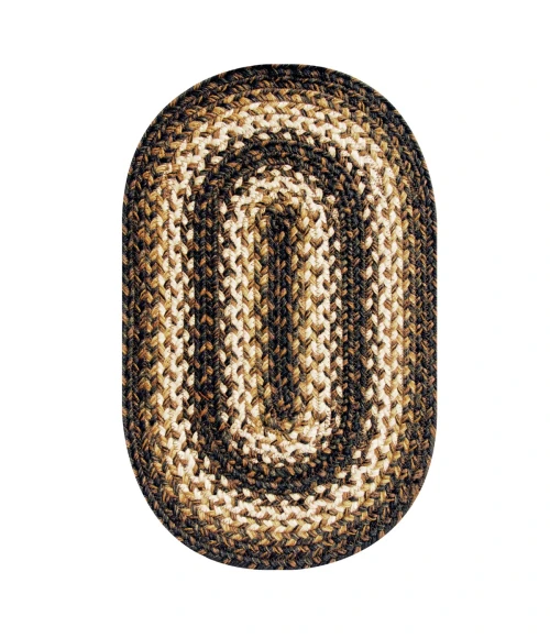 Homespice Decor Jute Braided Kilimanjaro Black 502216 27 in. X 45 in. Oval Rug