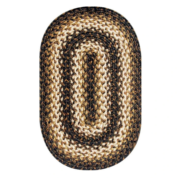 Homespice Decor Jute Braided Kilimanjaro Black 503213 4 ft. X 6 ft. Oval Rug