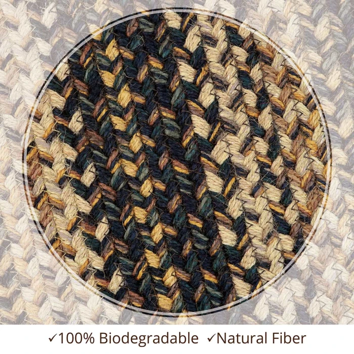 Homespice Decor Jute Braided Kilimanjaro Black 502216 27 in. X 45 in. Oval Rug
