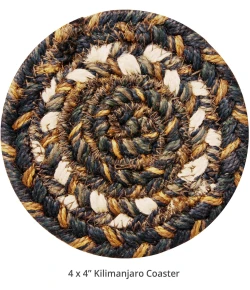 Homespice Decor Jute Braided Accessories Kilimanjaro Black 240006PS 4 in. Set of 6 Round Rug