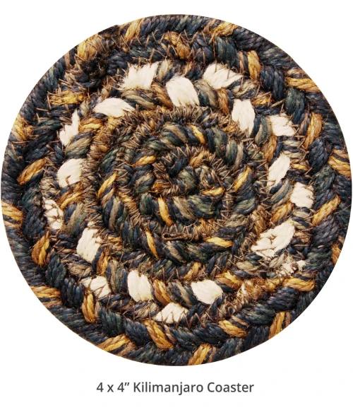 Homespice Decor Jute Braided Accessories Kilimanjaro Black 240006PS 4 in. Set of 6 Round Rug