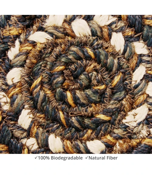 Homespice Decor Jute Braided Accessories Kilimanjaro Black 240006PS 4 in. Set of 6 Round Rug