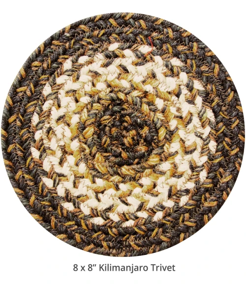 Homespice Decor Jute Braided Accessories Kilimanjaro Black 240022PS 8 in. Set of 3 Round Rug