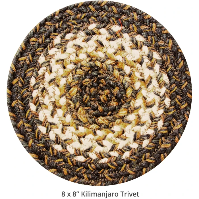Homespice Decor Jute Braided Accessories Kilimanjaro Black 240022PS 8 in. Set of 3 Round Rug
