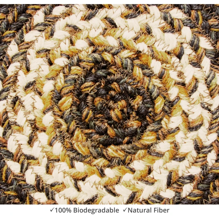 Homespice Decor Jute Braided Accessories Kilimanjaro Black 240022PS 8 in. Set of 3 Round Rug