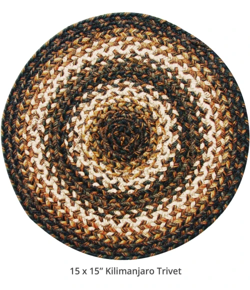 Homespice Decor Jute Braided Accessories Kilimanjaro Black 240040PS 15 in. Set of 2 Round Rug