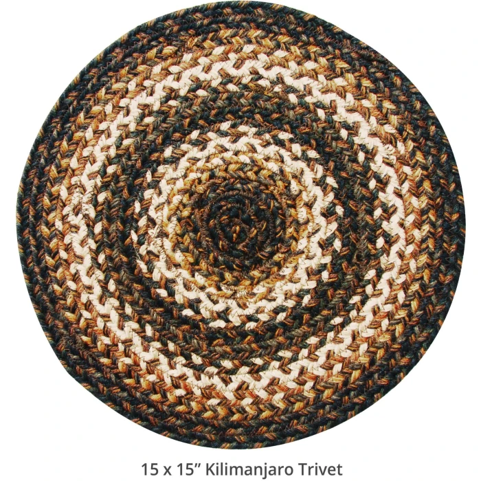 Homespice Decor Jute Braided Accessories Kilimanjaro Black 240040PS 15 in. Set of 2 Round Rug