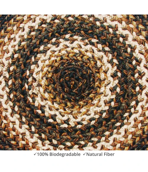 Homespice Decor Jute Braided Accessories Kilimanjaro Black 240040PS 15 in. Set of 2 Round Rug