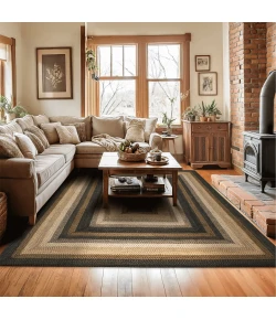 Homespice Decor Jute Braided Rug Black Kilimanjaro 10in. x 10in. Rect. Rug
