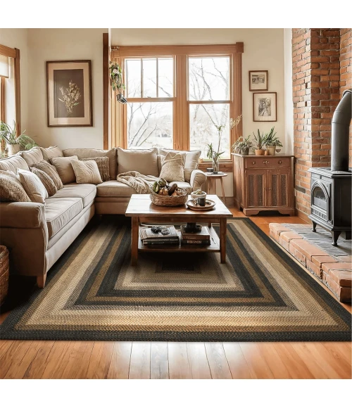 Homespice Decor Jute Braided Rug Black Kilimanjaro 10in. x 10in. Rect. Rug