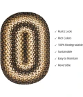 Homespice Decor Jute Braided Accessories Kilimanjaro Black 240054PS 13 in. X 19 in. Set of 4 Oval Rug