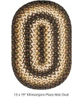 Homespice Decor Jute Braided Accessories Kilimanjaro Black 240054PS 13 in. X 19 in. Set of 4 Oval Rug