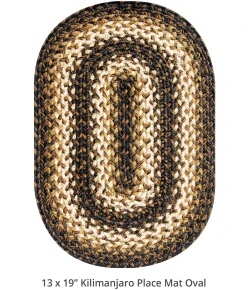 Homespice Decor Jute Braided Accessories Kilimanjaro Black 240054PS 13 in. X 19 in. Set of 4 Oval Rug