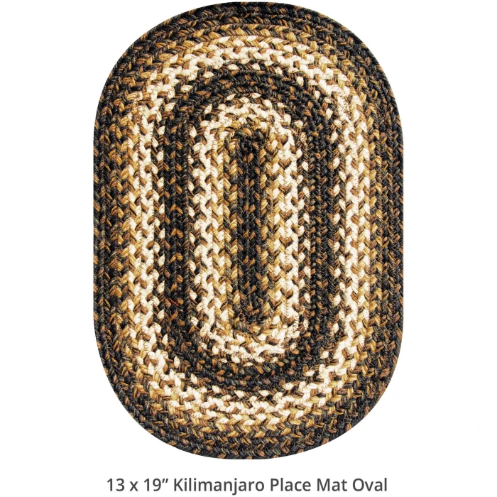 Homespice Decor Jute Braided Accessories Kilimanjaro Black 240084PS 10 in. X 15 in. Set of 4 Oval Rug