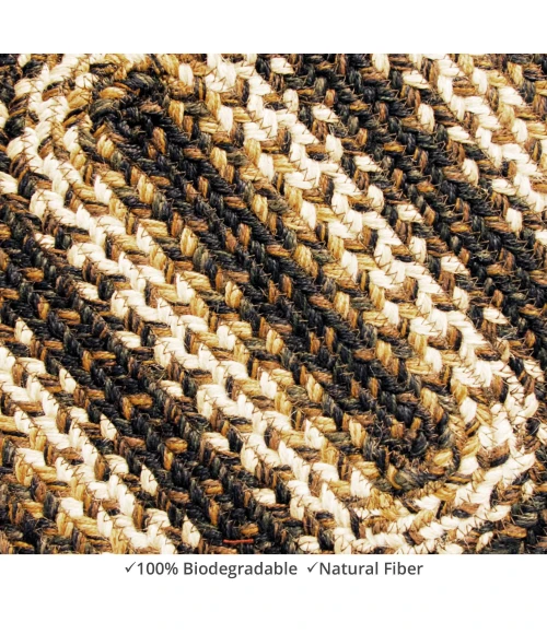 Homespice Decor Jute Braided Accessories Kilimanjaro Black 240054PS 13 in. X 19 in. Set of 4 Oval Rug