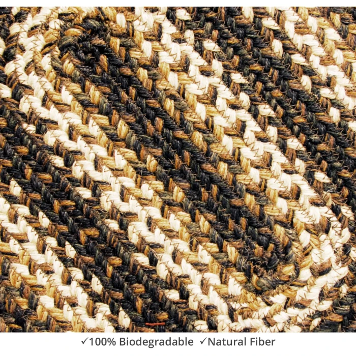 Homespice Decor Jute Braided Accessories Kilimanjaro Black 240084PS 10 in. X 15 in. Set of 4 Oval Rug