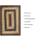 Homespice Decor Jute Braided Accessories Kilimanjaro Black 240070PS 13 in. X 19 in. Set of 4 Rect Rug