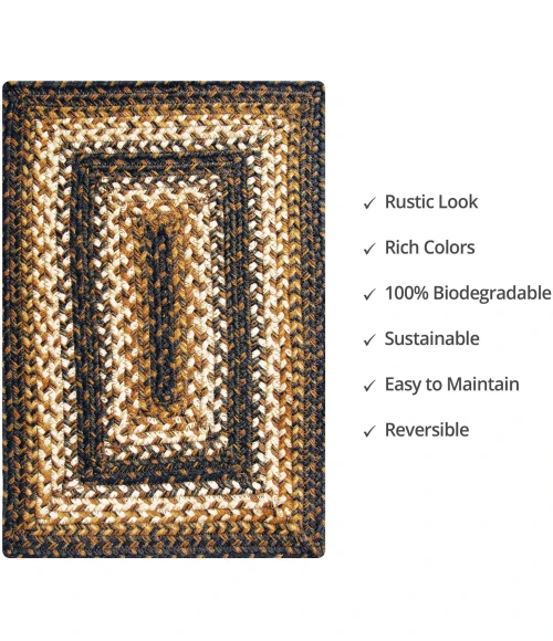 Homespice Decor Jute Braided Accessories Kilimanjaro Black 240070PS 13 in. X 19 in. Set of 4 Rect Rug