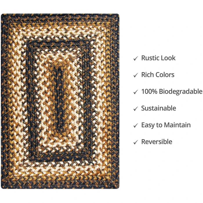 Homespice Decor Jute Braided Accessories Kilimanjaro Black 240070PS 13 in. X 19 in. Set of 4 Rect Rug