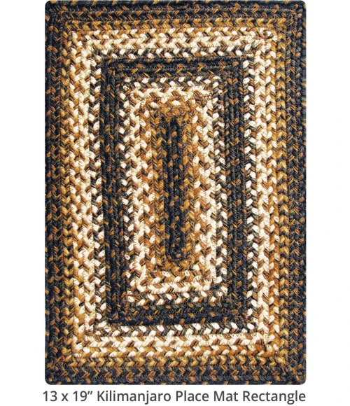 Homespice Decor Jute Braided Accessories Kilimanjaro Black 240070PS 13 in. X 19 in. Set of 4 Rect Rug