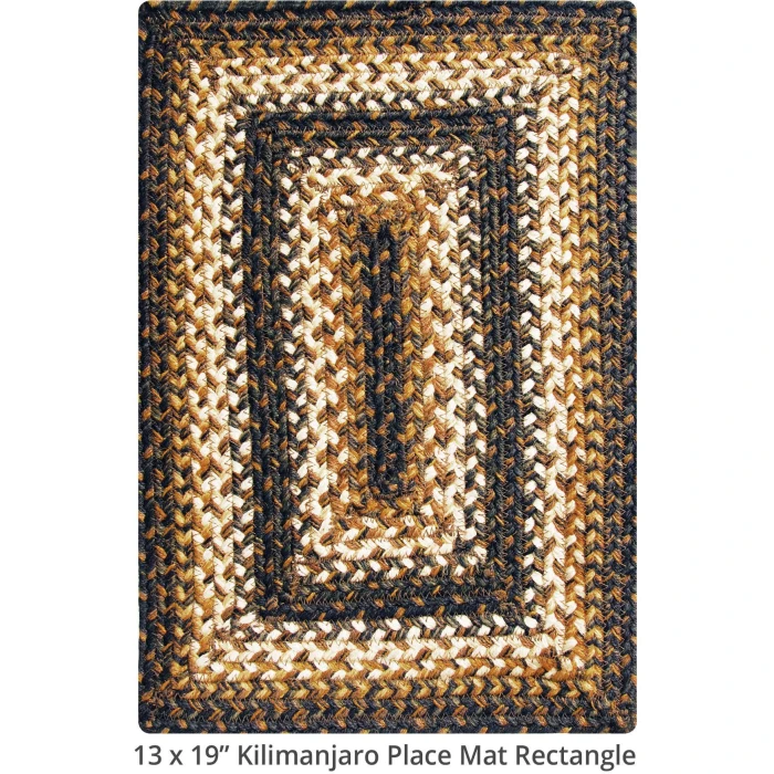 Homespice Decor Jute Braided Accessories Kilimanjaro Black 240070PS 13 in. X 19 in. Set of 4 Rect Rug