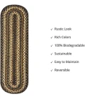 Homespice Decor Jute Braided Accessories Kilimanjaro Black 240130PS 8 in. X 28 in. Set of 13 Oval Rug